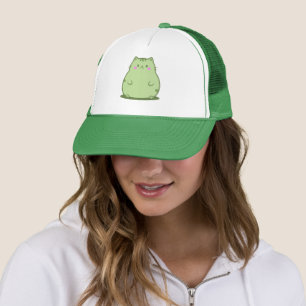 Chubby Matcha Green Kitty Trucker Hat