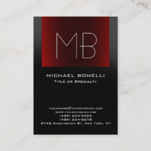 Chubby modern grey red monogram business card