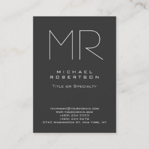 Chubby Modern Monogram Grey White Business Card