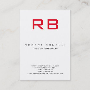 Chubby Modern Monogram Red White Business Card