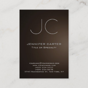 Chubby modern sepia brown monogram professional business card