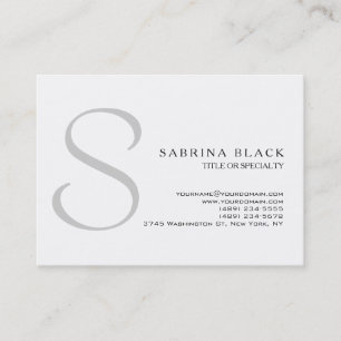Chubby Modern White Grey Monogram Business Card