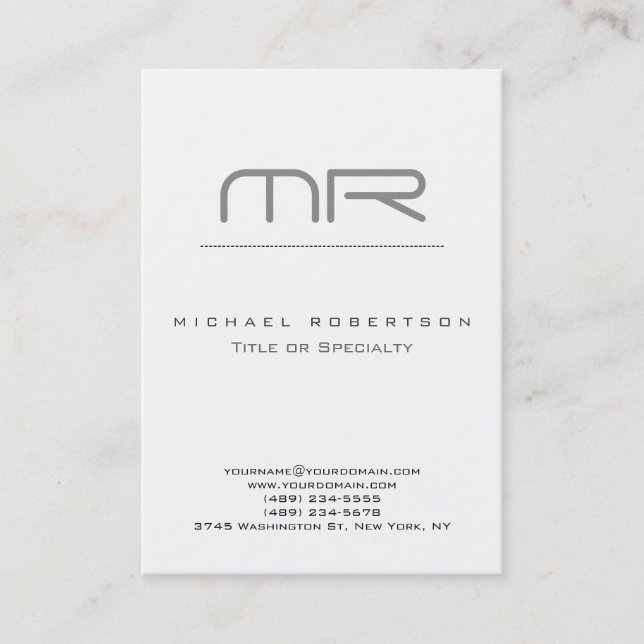 Chubby Moderne Monogramme Blanc Propre Carte de vi (Devant)