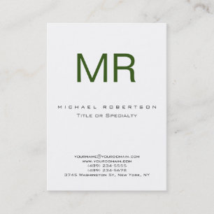 Chubby Moderne Monogramme Blanc Vert Carte de visi