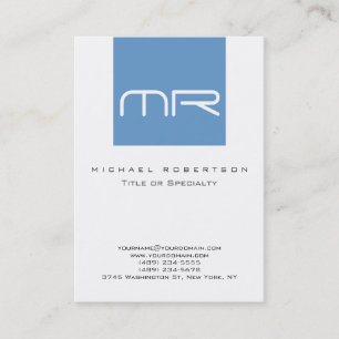 Chubby Moderne Monogramme Bleu Blanc Carte de visi