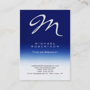 Chubby Moderne Monogramme Bleu Blanc Carte de visi
