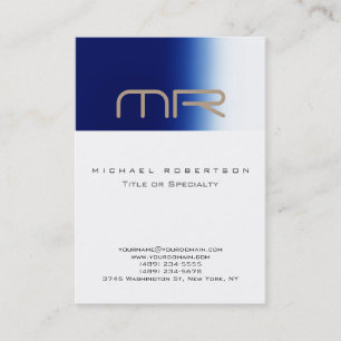 Chubby Moderne Monogramme Bleu Blanc Carte de visi