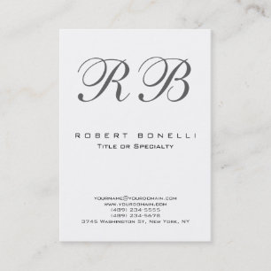 Chubby Moderne Monogramme Carte de visite blanc