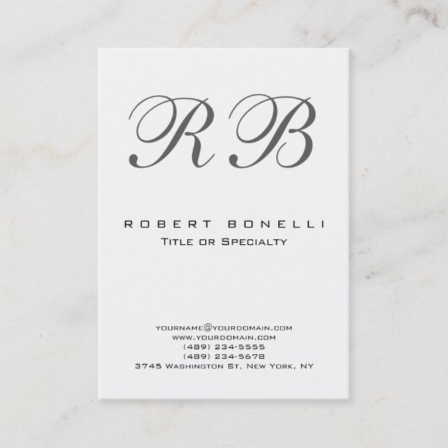 Chubby Moderne Monogramme Carte de visite blanc (Devant)