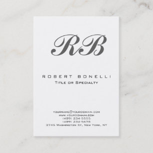 Chubby Moderne Monogramme Carte de visite blanc
