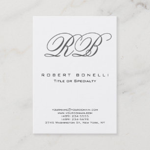 Chubby Moderne Monogramme Carte de visite blanc