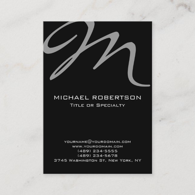 Chubby Moderne Monogramme Noir Carte de visite pro (Devant)