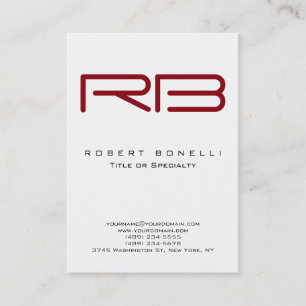 Chubby moderne rouge Monogramme Carte de visite bl
