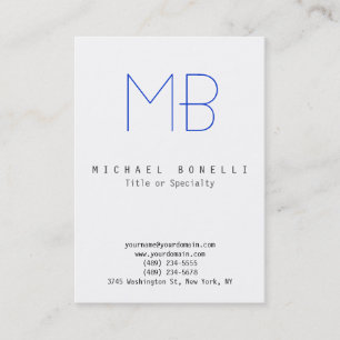 Chubby Monogram Blanc Bleu Carte de visite propre