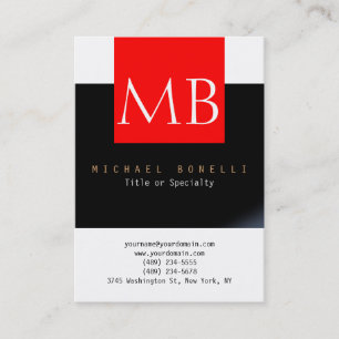 Chubby Monogram Blanc Rouge Noir Carte de visite