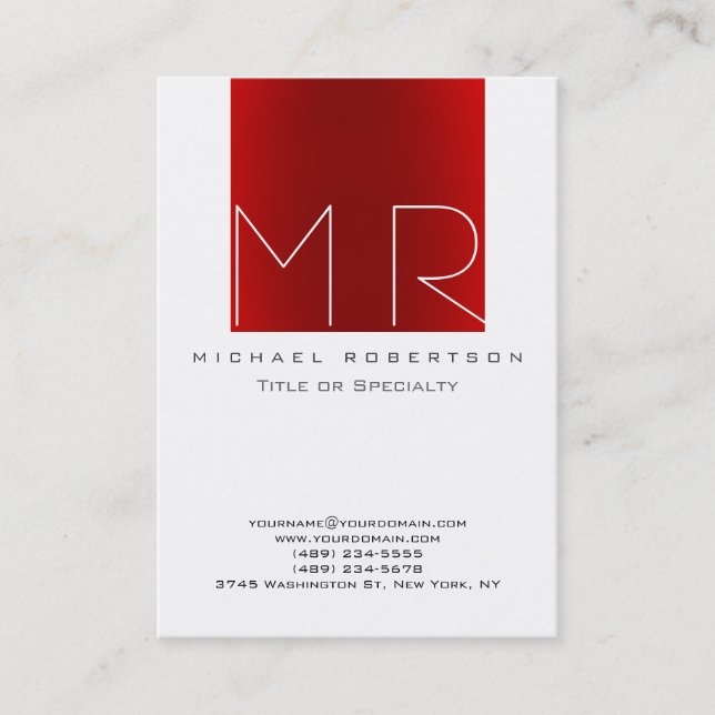 Chubby Monogram Carte de visite rouge blanc (Devant)