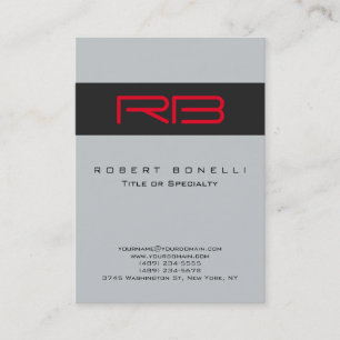 Chubby Monogram Grey Red Business Card
