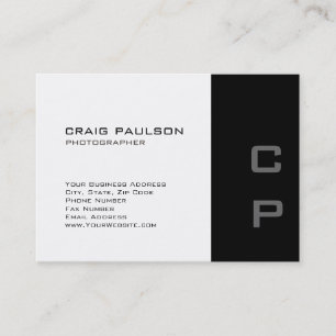 Chubby Monogram Moderne Blanc Noir Carte de visite