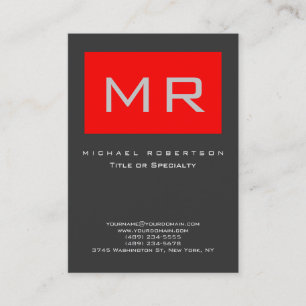 Chubby Monogram Red Grey Clean Carte de visite