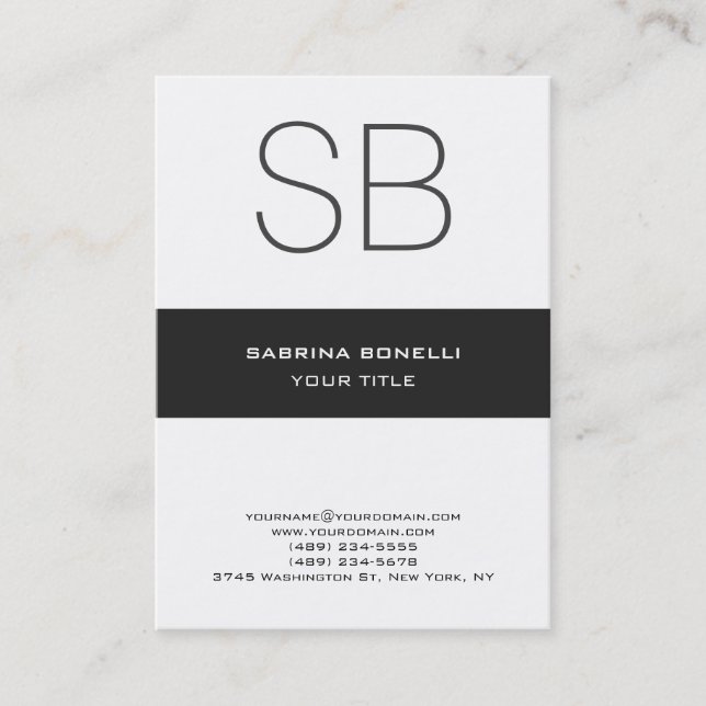 Chubby Monogram White Cute Carte de visite (Devant)