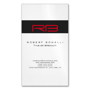 Chubby Monogram White Dark Grey Red Business Card