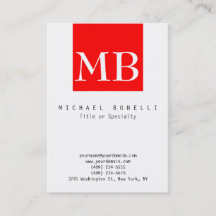 Chubby Monogram White Red Stripe Business Card