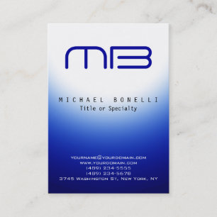 Chubby Monogramme Bleu Blanc Carte de visite propr