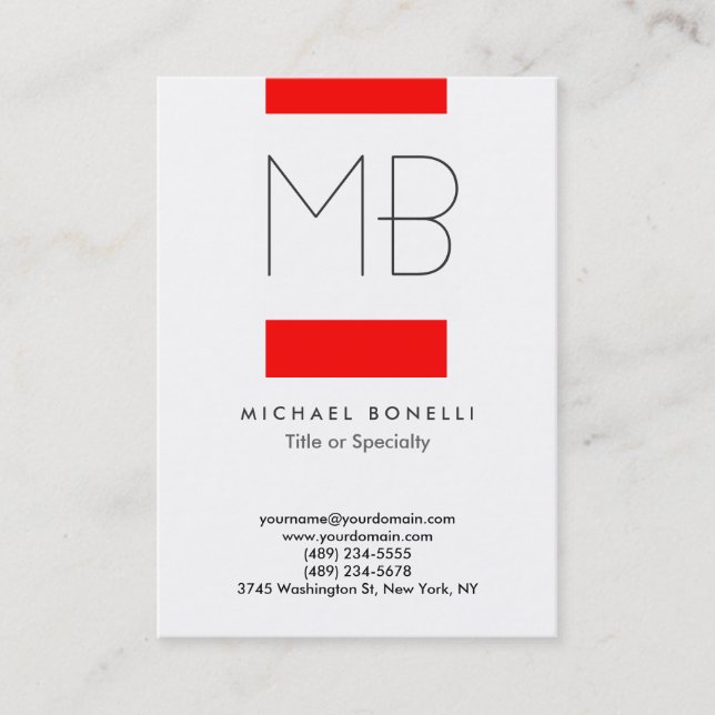 Chubby Monogramme Rouge blanc Carte de visite prop (Devant)