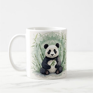 Chubby panda sitting in a lotus pose  coffee mug