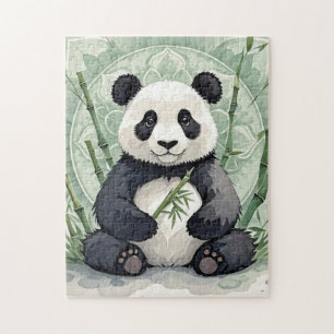 Chubby panda sitting in a lotus pose jigsaw puzzle