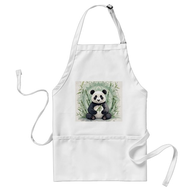 Chubby panda sitting in a lotus pose  standard apron (Front)
