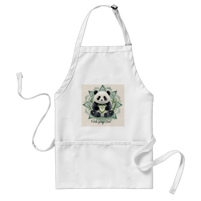 Chubby panda sitting in a lotus pose Zen Standard Apron (Front)