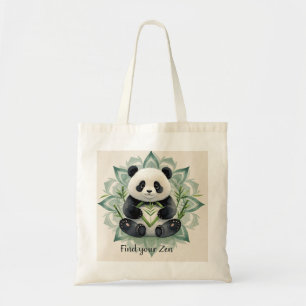 Chubby panda sitting in a lotus pose Zen Tote Bag