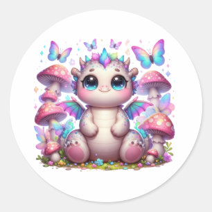 chubby pastel dino classic round sticker