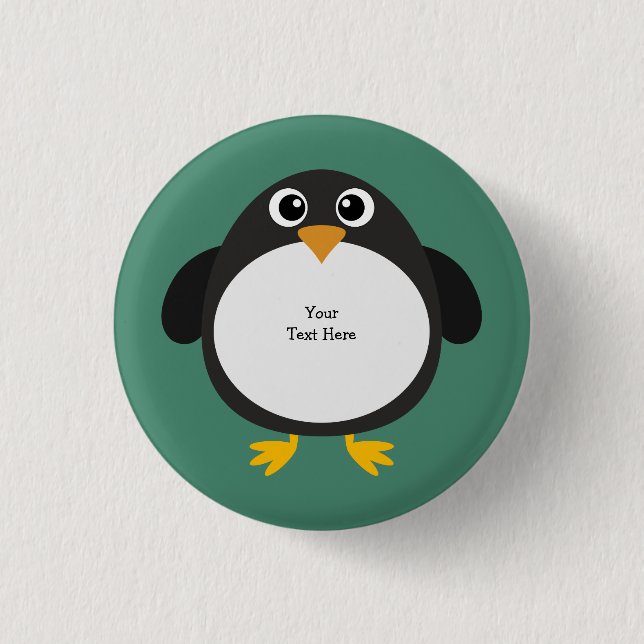 Chubby Penguin (customizable) 1 Inch Round Button (Front)