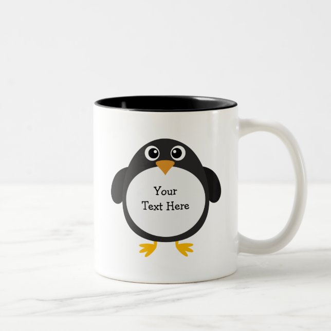 Chubby Penguin (customizable) Two-Tone Coffee Mug (Right)