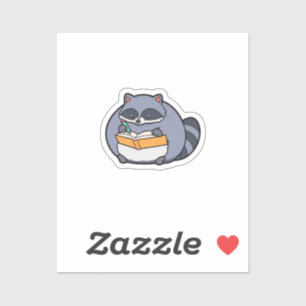 Chubby Raccoon Reading Book Kawaii Animal