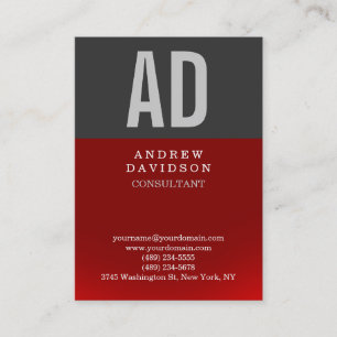 Chubby Red Grey Monogram Plain Business Card