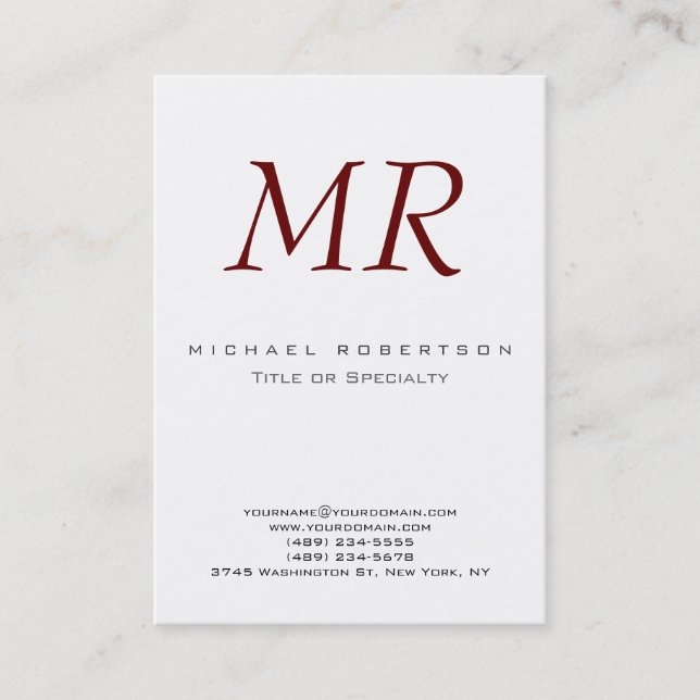 Chubby Retro Monogramme Blanc Carte de visite roug (Devant)