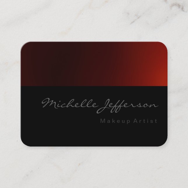 Chubby Rounded Corner Script Red Business Card (Front)