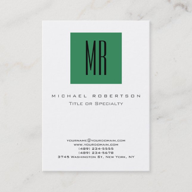 Chubby Sea Green Square White Business Card (Front)