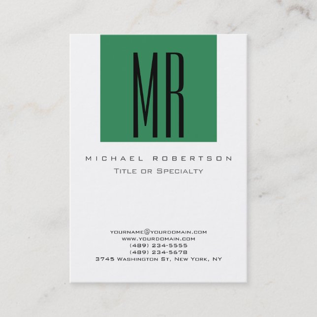 Chubby Sea Green White Clean Carte de visite (Devant)