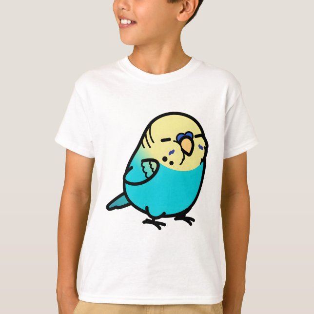 Chubby Sky Blue Yellow-headed English Budgie - Mal T-Shirt (Front)