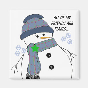 Chubby Snowman with Fun Saying Magnet