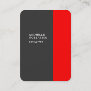 Chubby Stylish Grey Red Minimalist Modern Business Card