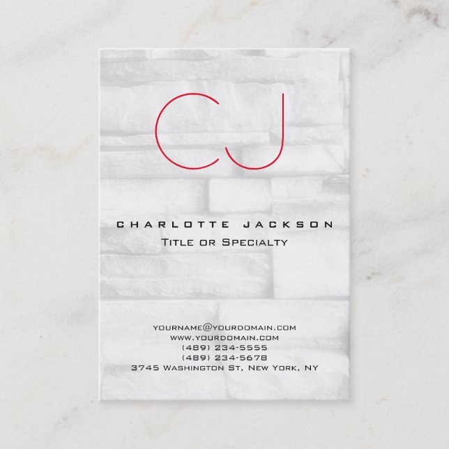 Chubby Stylish Monogram Wall Brick Background Business Card (Front)