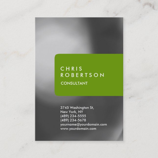 Chubby Trendy Grey Pattern Green Business Card (Front)
