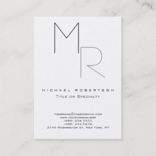 Chubby Trendy Monogram White Plain Business Card