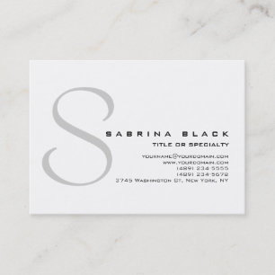 Chubby Trendy White Grey Monogram Business Card