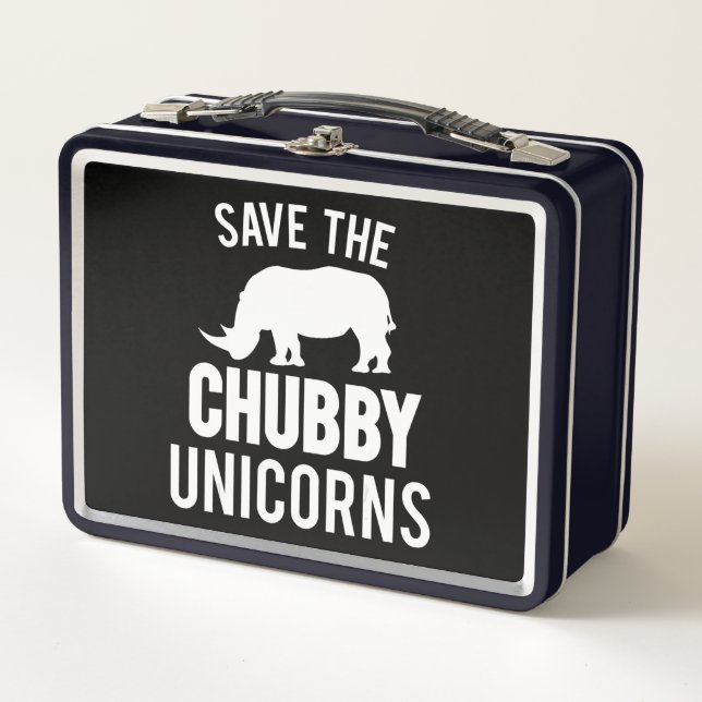Chubby Unicorn  Funny Sarcasm Awareness Rhinos Metal Lunch Box (Front)